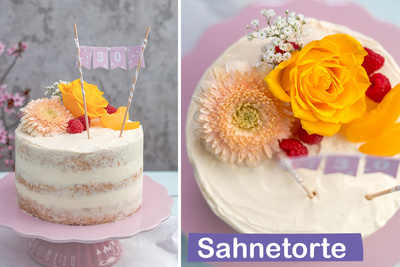 Semi Naked Cake mit Sahnecreme | Pfirsich-Himbeer-Sahnetorte